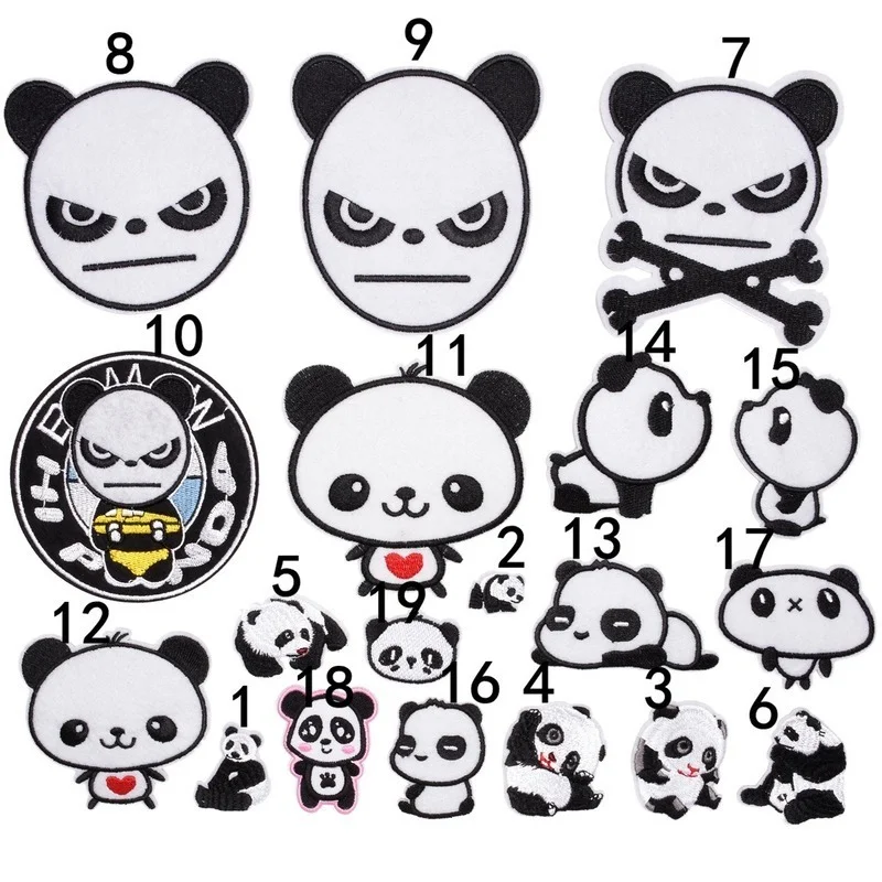Panda Embroidery Patch Cute Cartoon Animal Cloth Stickers DIY Bags Decoration Accessories Supplies iron on patches