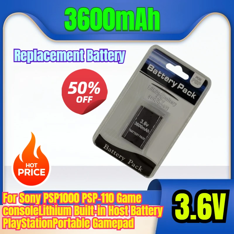 

Li-ion Battery 3.6V 3600mAh for Sony PSP1000 PSP-110 Game Console Lithium Built-in Host Battery PlayStation Portable Gamepad