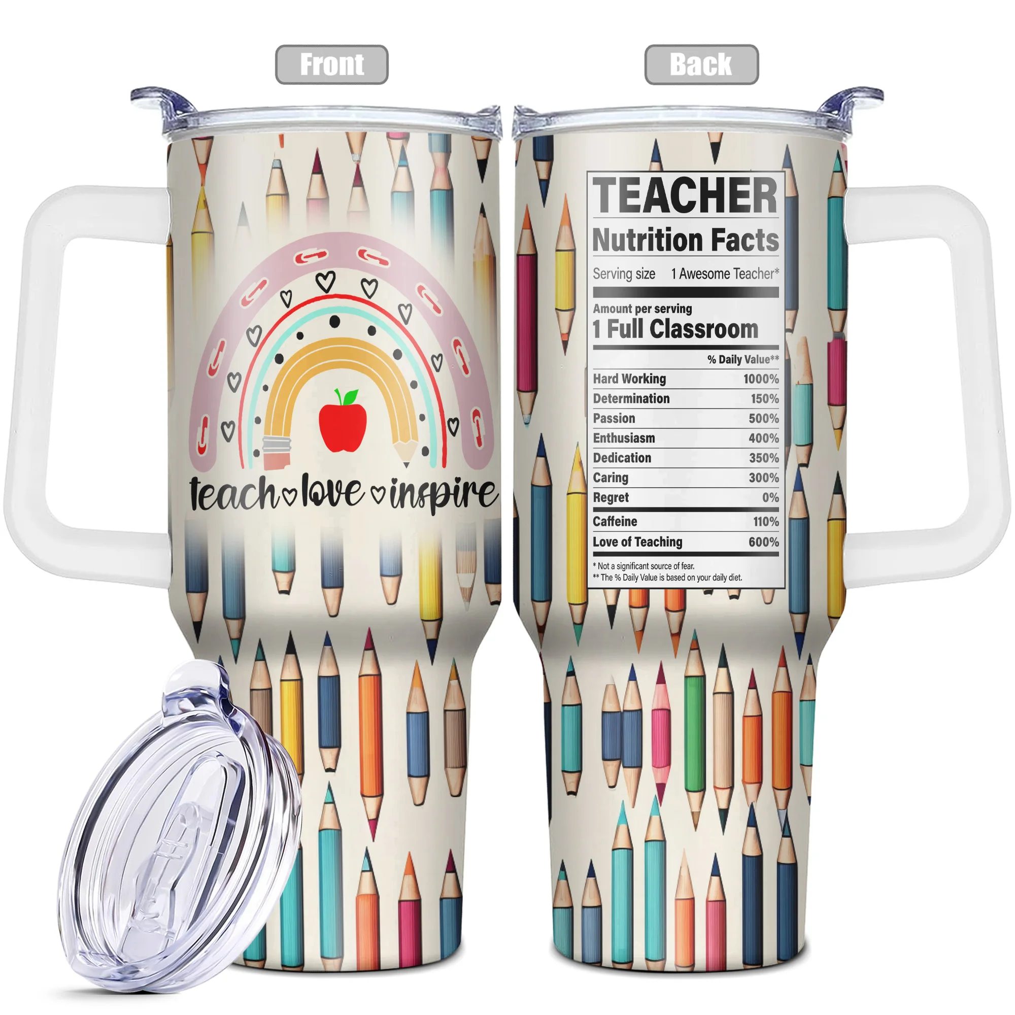 

1pc,40 oz Back to School Gifts Tumbler With Lid,Teacher Gift, Funny Print 40oz Stainless Steel Water Bottle,Christmas Gifts