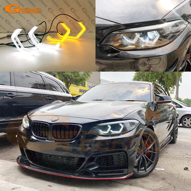 For BMW 2 Series F22 F23 F87 M2 Pre Facelift Ultra Bright Crystal Concept M4 Iconic Style LED Angel Eyes Halo Rings Day Light