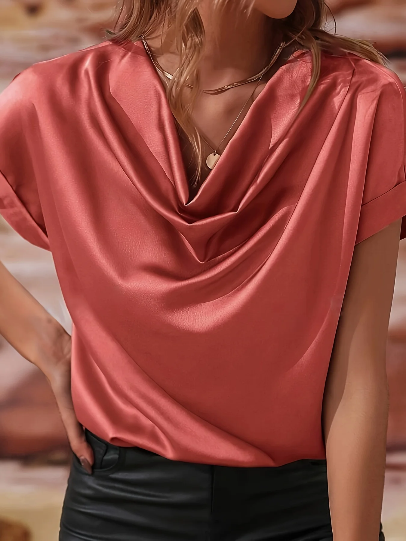 Sommer-Damen-Kurzarmoberteil mit französischem Kragen, eleganter und schlichter Stil – Detail 4