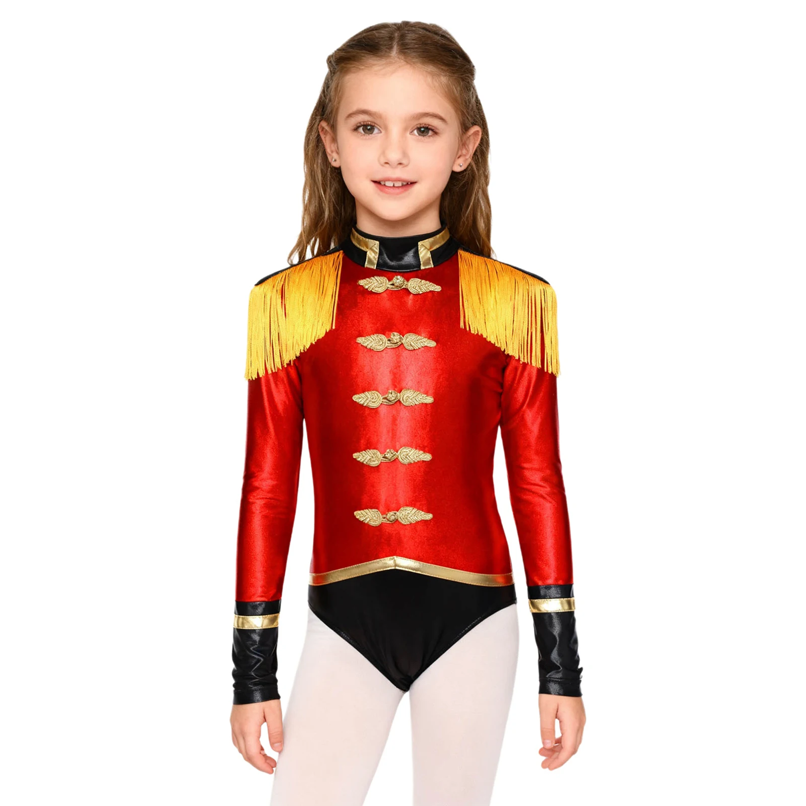 

Circus Magician Performance Bodysuit Long Sleeve Tassel Epaulets Jumpsuit Ringmaster Cosplay Masquerade Costume