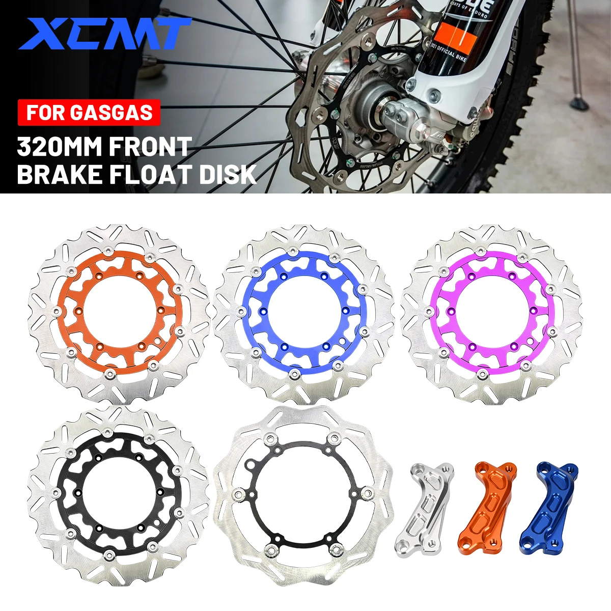

For GasGas EX EC MC EXF ECF MCF 125-450 2021-2023 Motorcycle 260mm 320mm Front Brake Disc Rotor Brake Caliper Adaptor Bracket