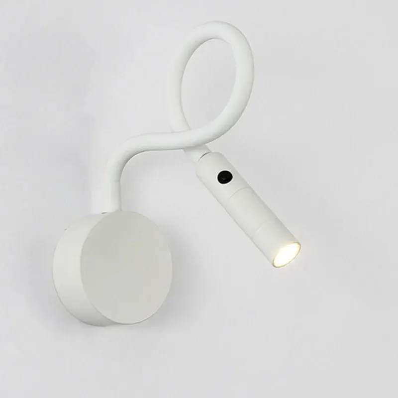 JOYINLED Gooseneck LED Reading Wall Lamp Black White Flexible Adjustable Wall MountBedroom Bedside Headboard Desk Led Wall Light
