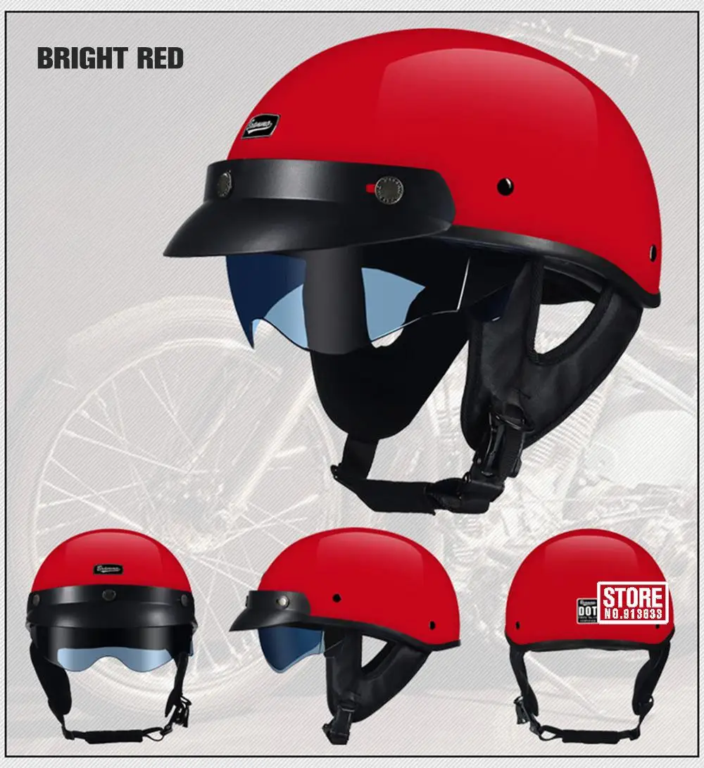 Retro Motorrad Helm DOT Zertifizierung Moto Helm Männer Frauen Halb Helm HD Objektiv Casco Vier Jahreszeiten Reiten Roller Capacetes – Detail 26