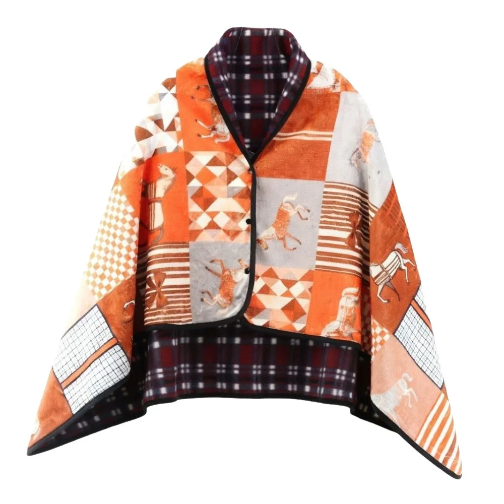 Multi Functional Flannel Wearable Blankets Keep Warm with Button Fleece Blanket Thick Scarves Polar Fleece Shawl Office Use