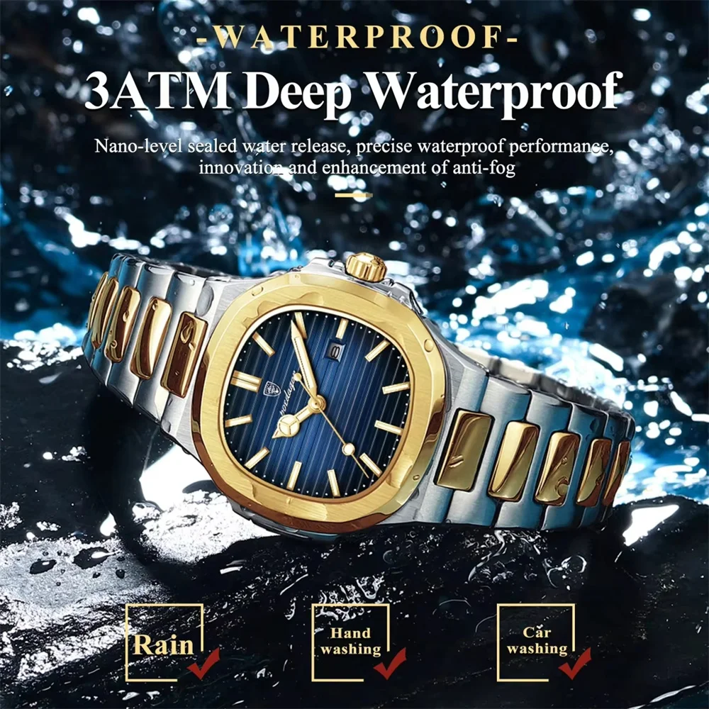 POEDAGAR Роскошные квадратные часы для женщин из нержавеющей стали, светящиеся водонепроницаемые женские часы с датой, элегантные женские кварцевые часы