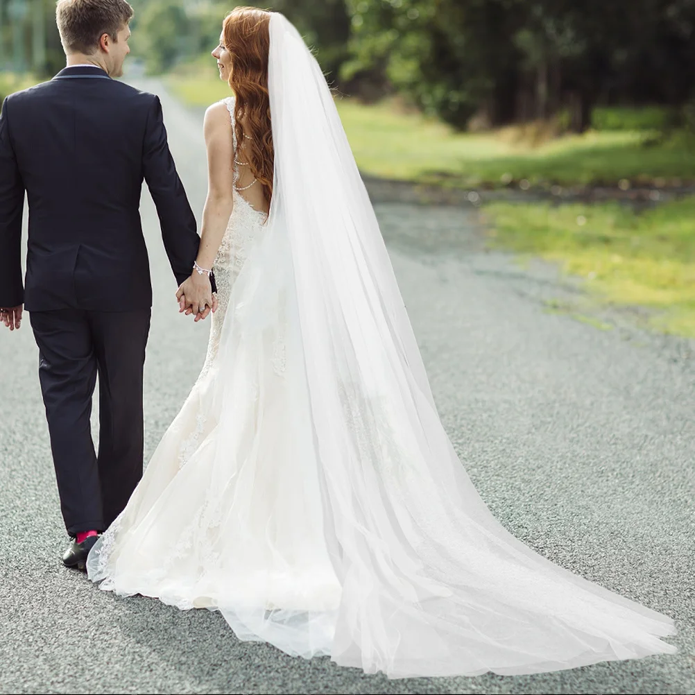 

Elegant Bridal Veil 1 Layer 3m Floor Length with Comb Suitable for All Brides Wedding Accessory bridal veils white for bride