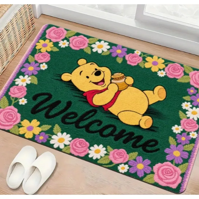 MINISO Disney Durable Winnie Pooh Doormat Featuring Cartoon Welcome Mat Living Room Bedroom Bathroom Party Decorations Doormat