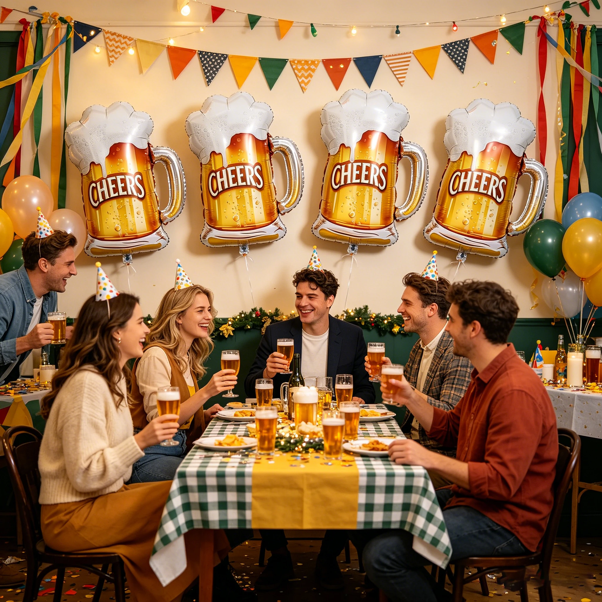 Cheers Beer Mug Foil Balloons, 28x18.9 Inch, Golden Beer Stein Shape, Party Decor for Oktoberfest, Bachelor, 4 Pack - view 5