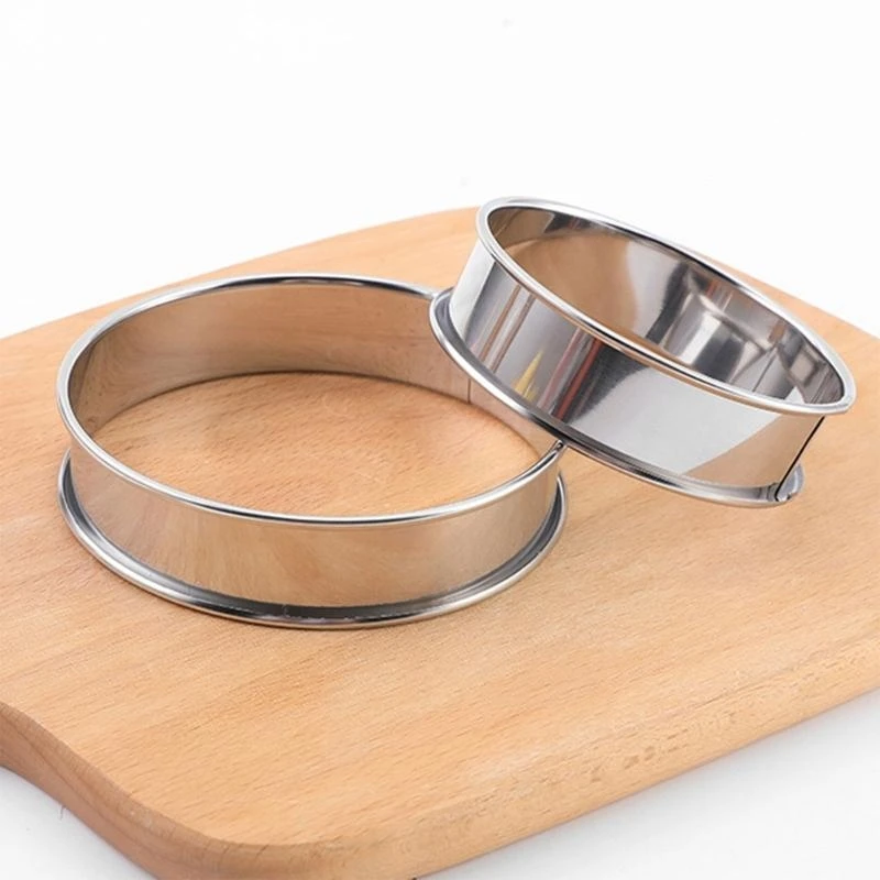 

652F Home Baking Muffins and Tarts Rings Practical Stainless Steel Nonstick Baking Rings for Muffins Crumpet and Tarts