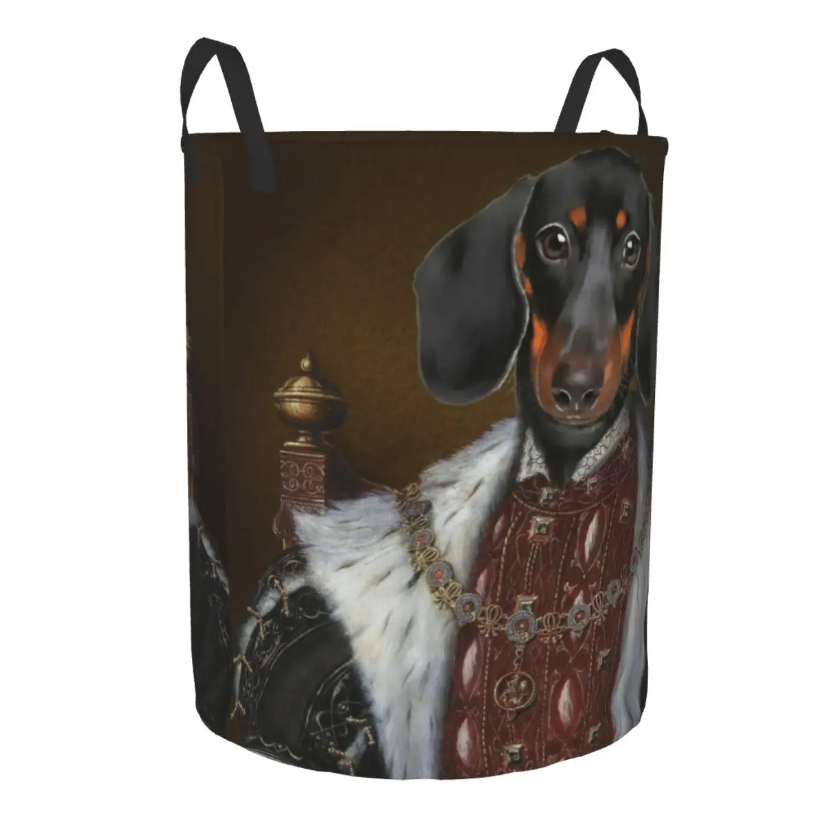 Dachshund Royal Portrait Laundry Basket Collapsible Wiener Badger Sausage Dog Clothes Toy Hamper Storage Bin for Kids Nursery