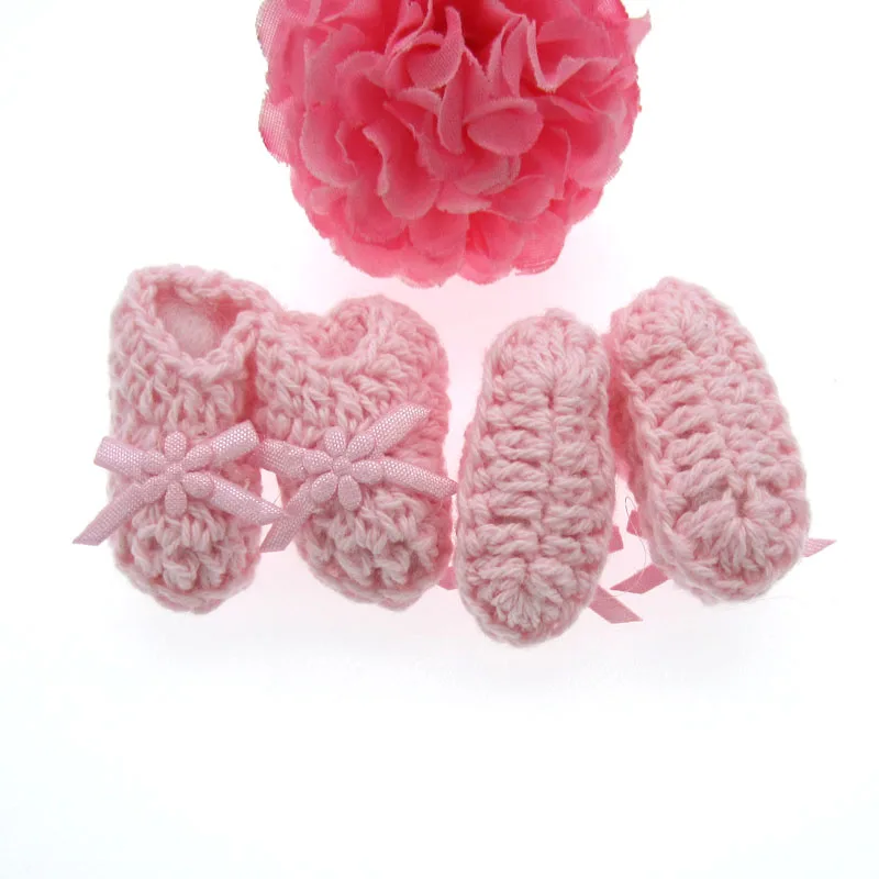 12pairs Handmade miniature crochet beige booties For baby shower baptism party decorations 2.5 x 4.0cm