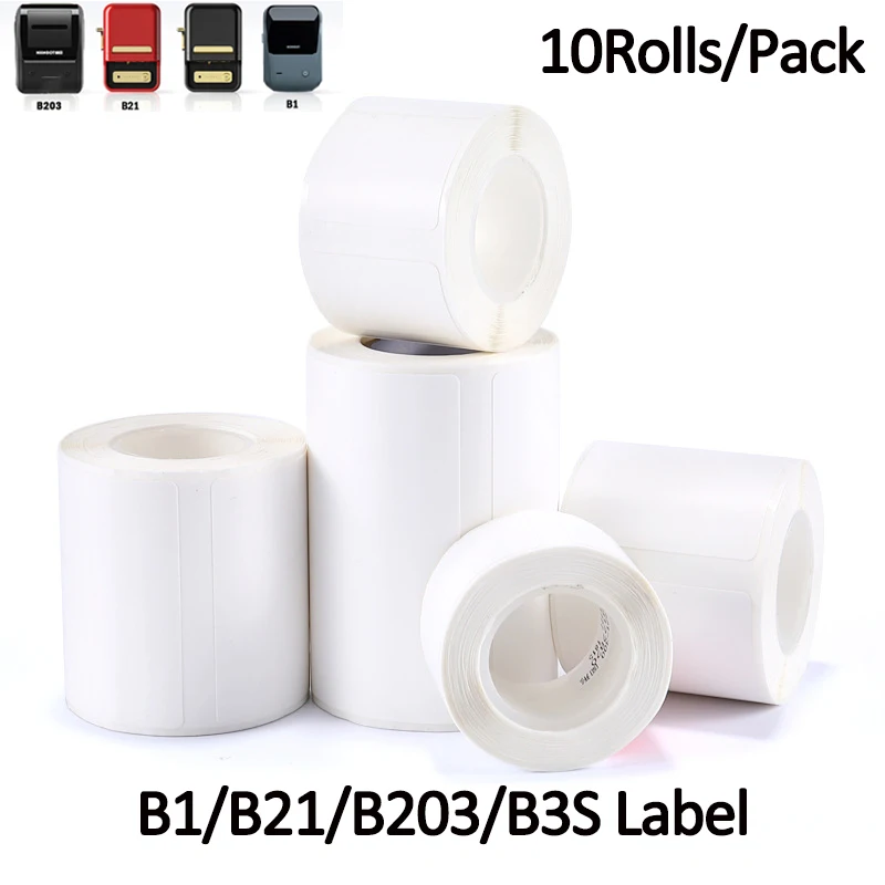 

Niimbot B1/B21/B203/B3S 10Rolls Label Paper Waterproof Name Stickers Diy Label Printing Stickers Household Storage Tags