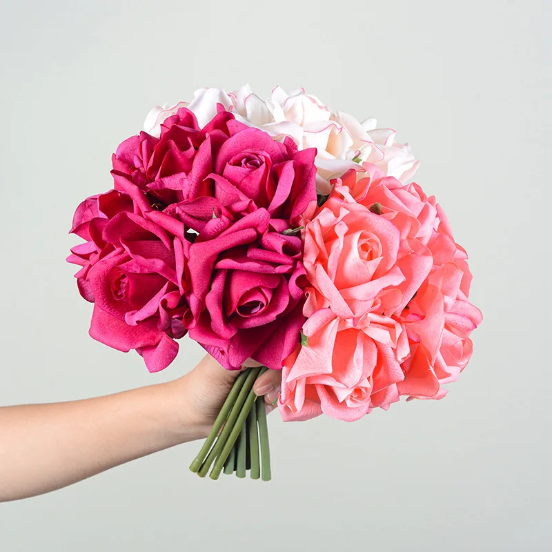 

Rose 5 hands blossom branch bouquet artificial flowers arrangement DIY wedding party home decoration prop simulation flower