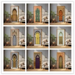 Muslim door stickers, room decoration stickers, 3D door murals, PVC waterproof stickers