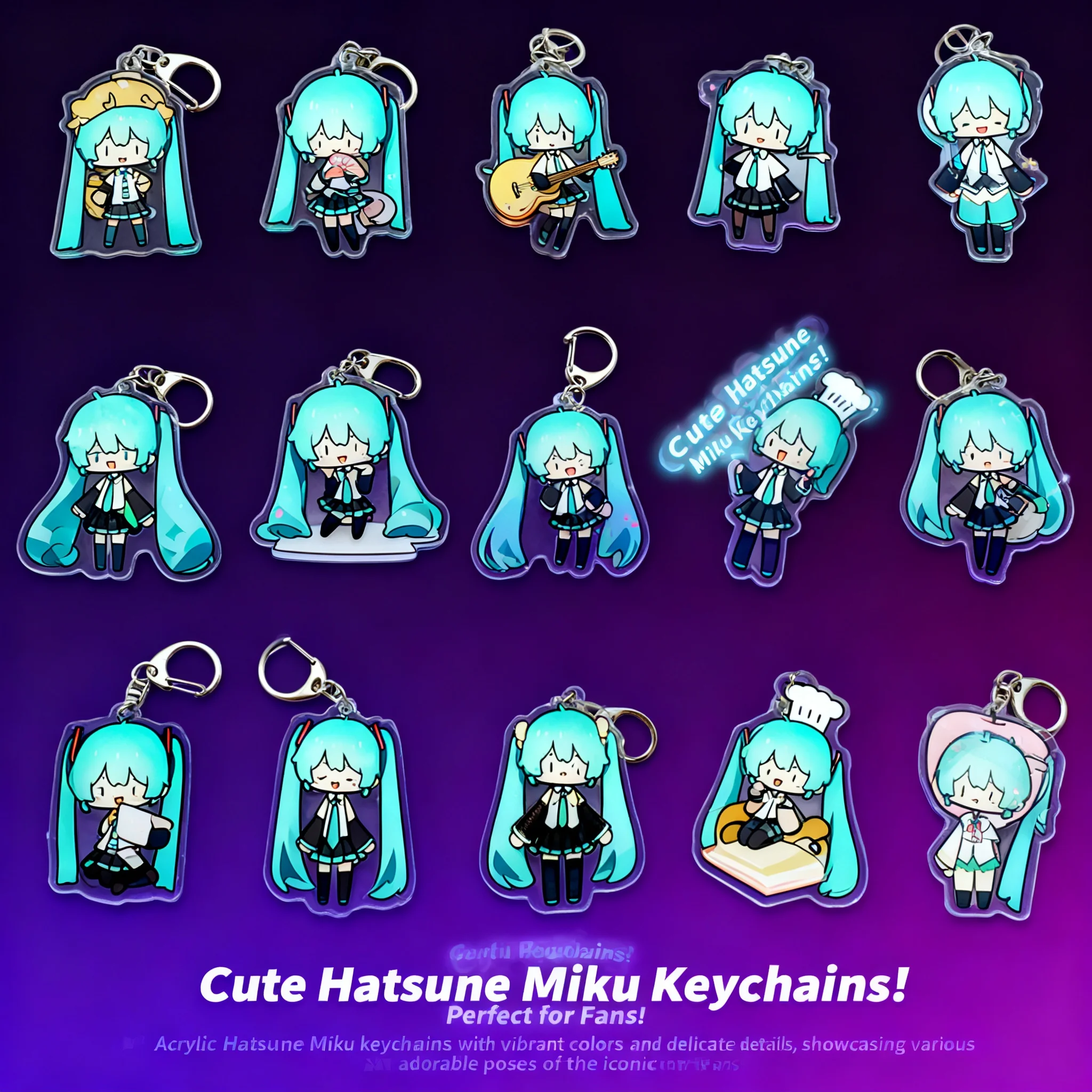 

Miku Hatsune Anime Keychain Cute Cartoon Backpack Charm Pendant Acrylic Birthday Gift Wholesale Cosplay Accessories Figure