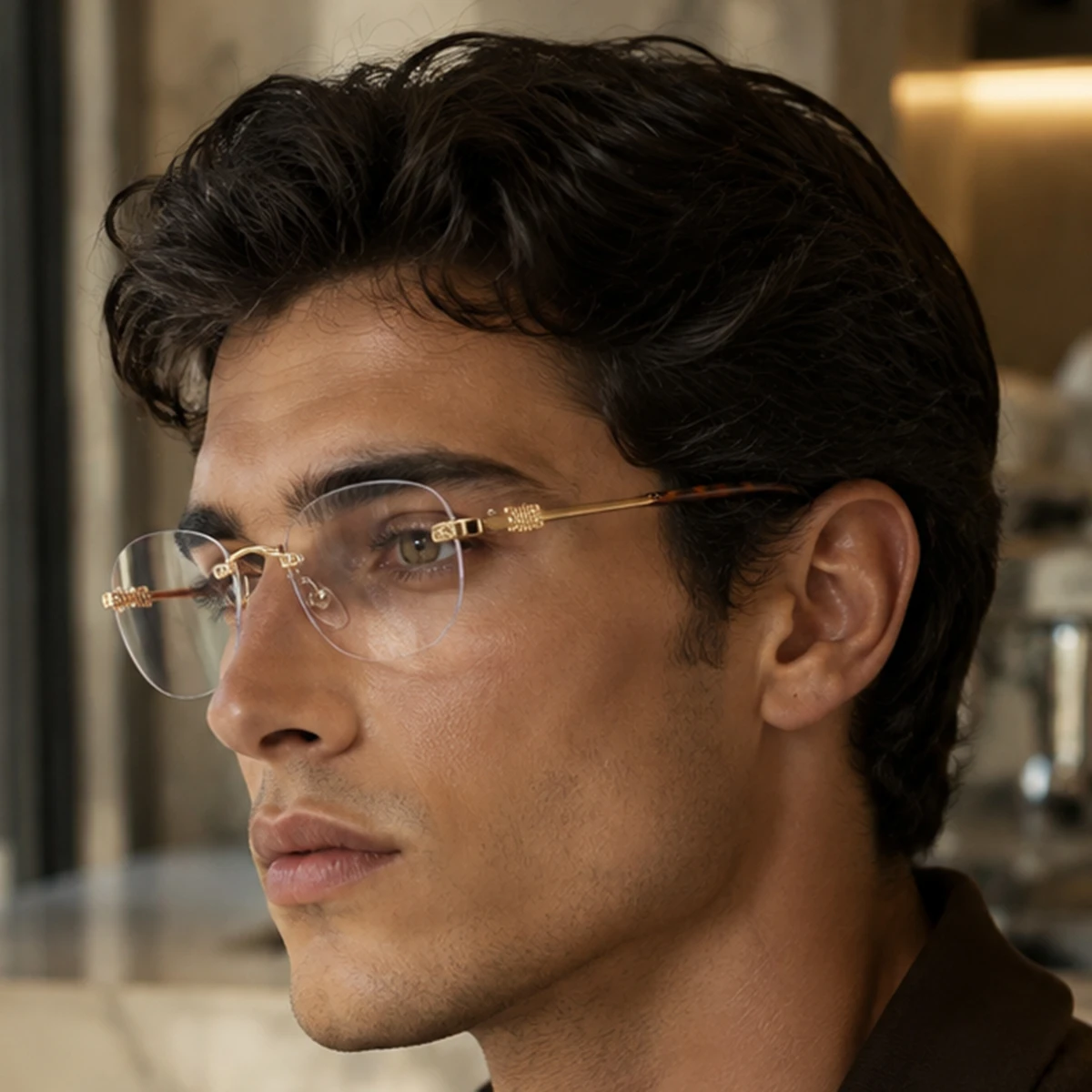 Men'S Fashion Non Prescription Glasses - 1. メンズ用、クラシックなデザインのフレームレス、金属製の楕円形メガネ（度なし）。スタイリッシュで個性的なデザインで、普段使いに最適。ビジネス会議、カジュアルな装い、デート、小規模な集まりなど、様々なシーンで活躍します。