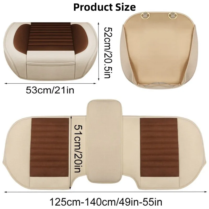 Car Breathable Protective Seat Cover Universal Non-Slip Seat Cushion Flax The Fabric Front/ Rear Seat Decorative Mat Accessories