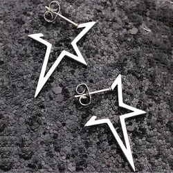 Harajuku Punk Big Star Earring Irregular Hollow Out Alien Metal Pentagram Ear Stud for Women Cool Girl Trend Y2K Jewelry NEW