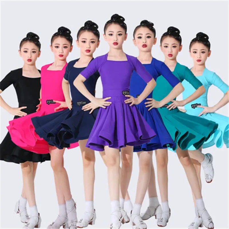 

2024 New Kids Latin Dance Dress Girl Modern Dancing Professional Performance Competiton Dress Latin Dancing Costume