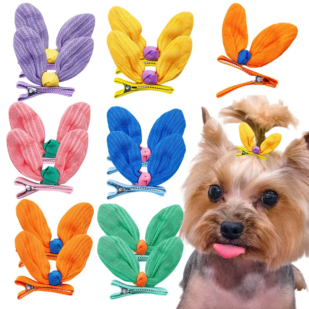 5PCS Dog Hair Clips Candy Color Pet Headwear Cute Butterfly Hairpin Decorate For Pets Puppy Cat Bows Pet Grooming Accessories