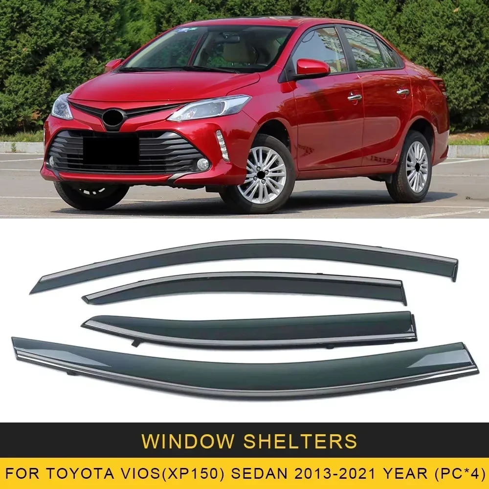 

Chrome Strips Rain Guards for TOYOTA VIOS XP90 XP150 2005-2021 Window Visor Wind Deflectors Door Visor Vent Shades Ventvisor