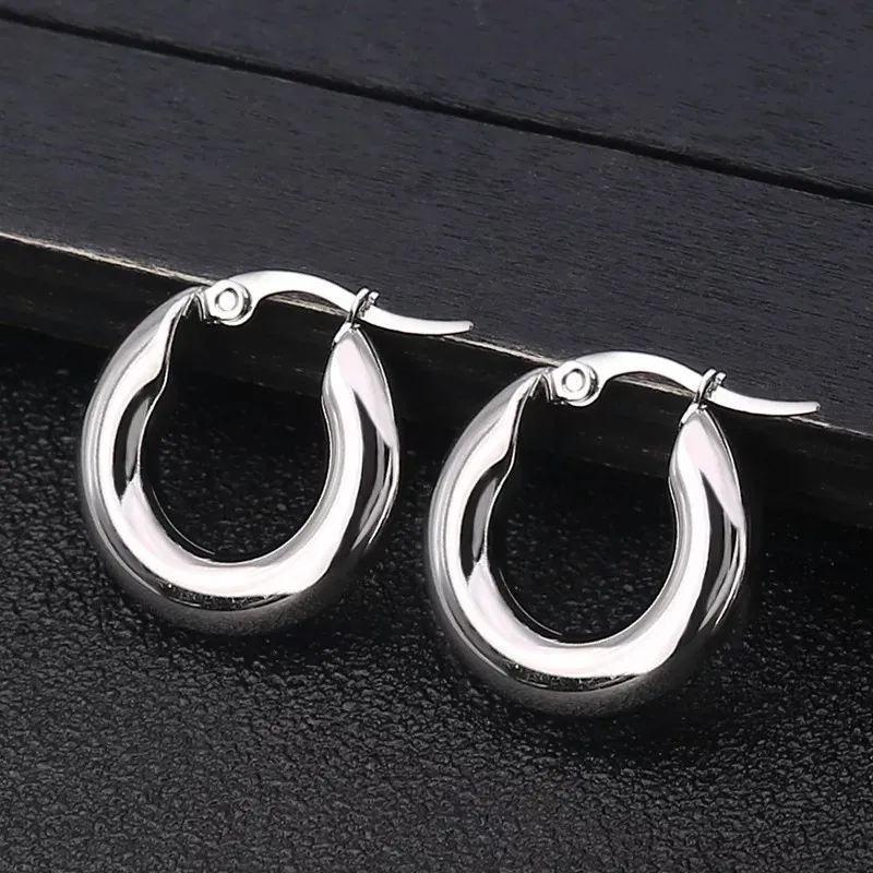 Fashionfashion stainless steel round thickened earrings glossy circle solid thick earrings popular accessories