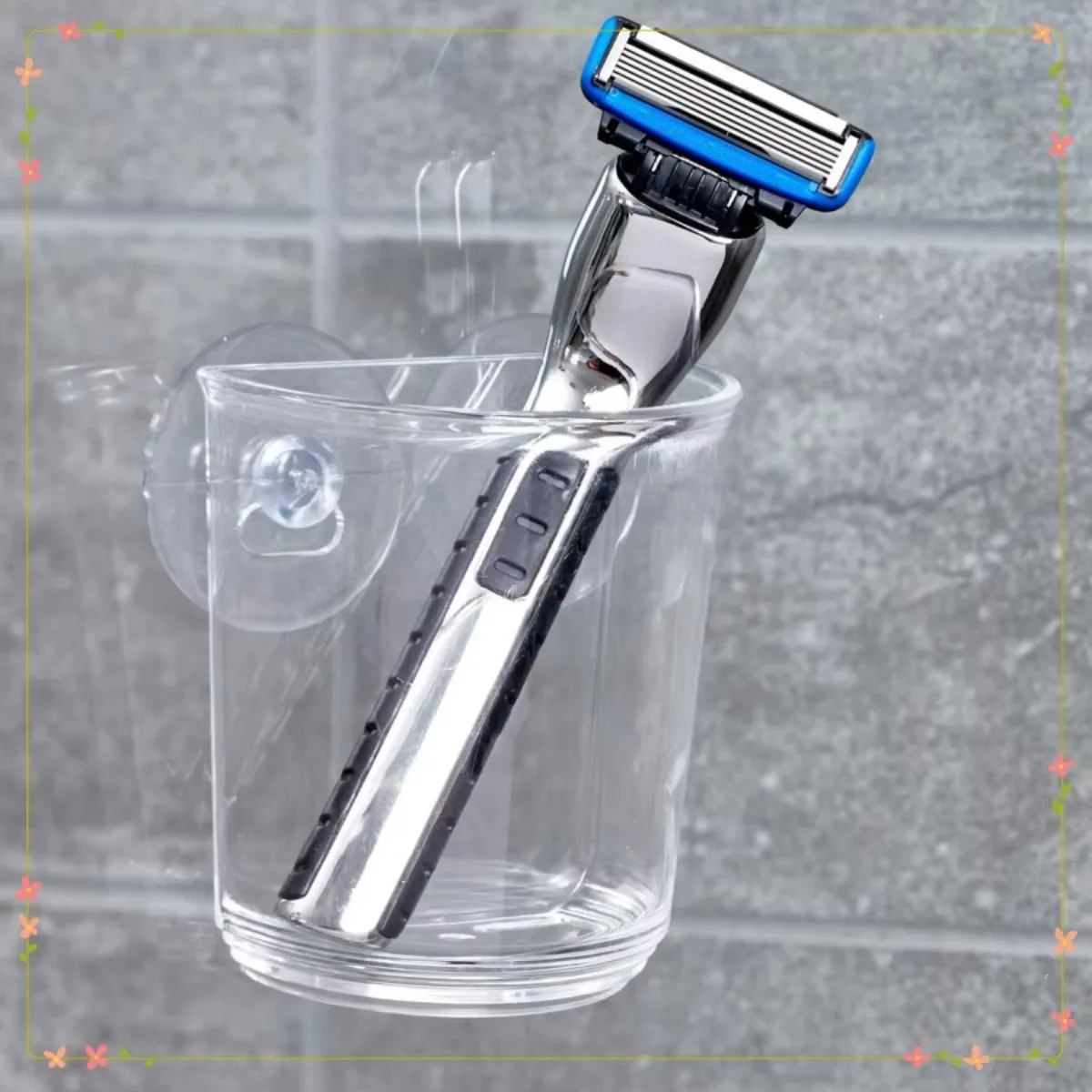 حامل أكواب الشفط، منظم تخزين مرآة الحمام، شفاف