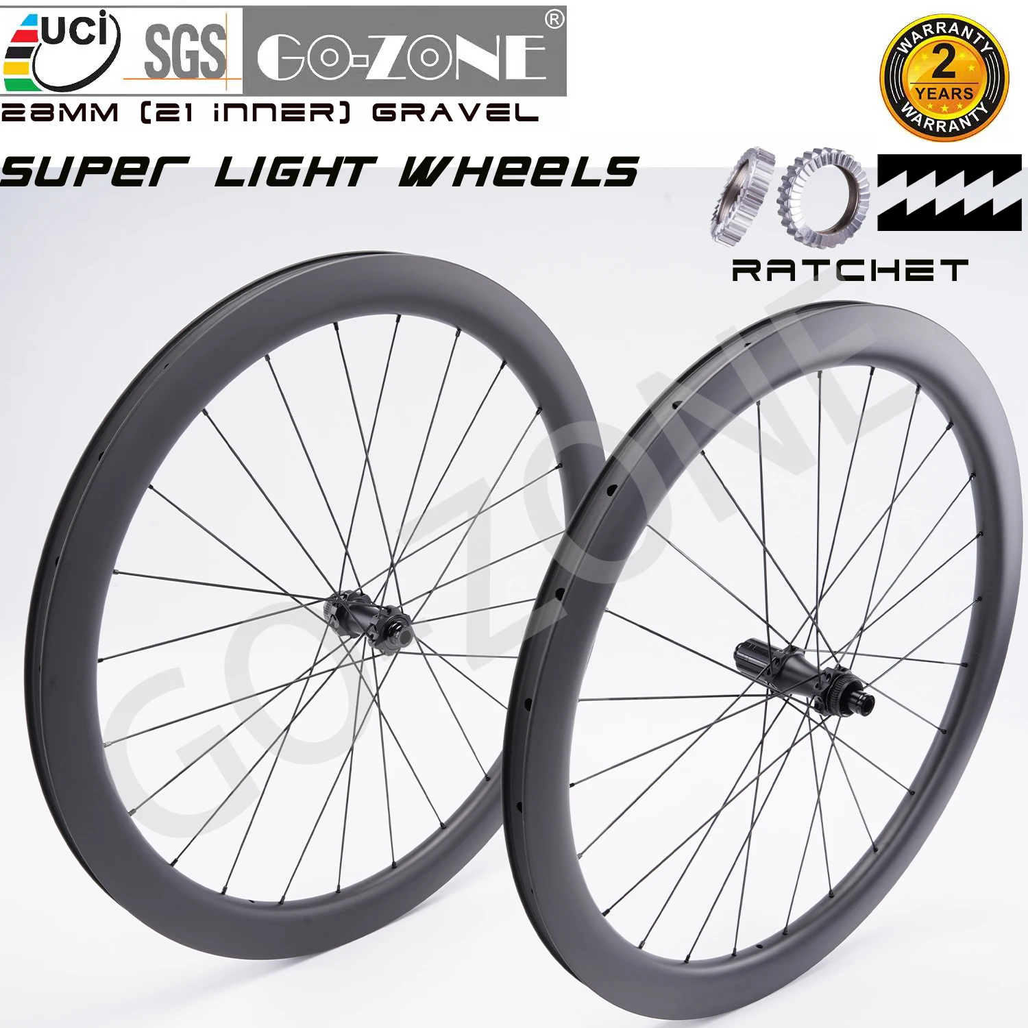 

Ultralight 700c Road Carbon Disc Wheelset Gravel /Cyclocross Ratchet 28mm UCI Approved Gozone R330D TA/QR Centerlock Bike Wheels