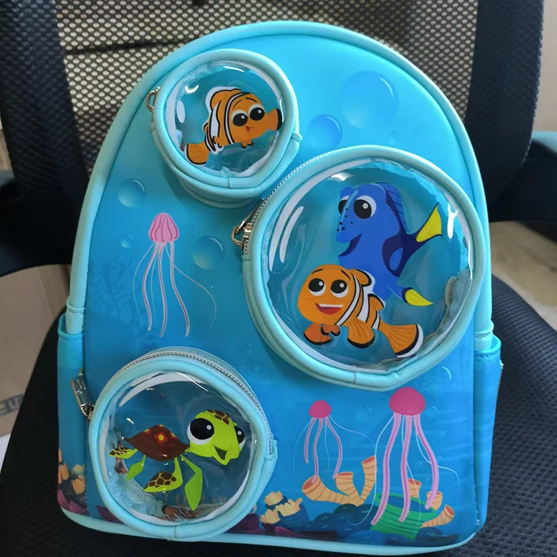 Loungefly Disney Pixar Finding Nemo Bubble Pockets Mini Backpack Elementary School Cartoon Backpack Mini Cute Casual Bag