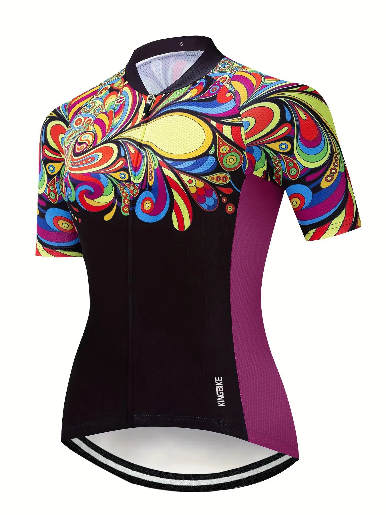 

KINGBIKE Летняя женская одежда для велоспорта с короткими рукавами, велосипедная рубашка с цветочным узором павлина, дышащая спортивная одежда, одежда для фитнеса