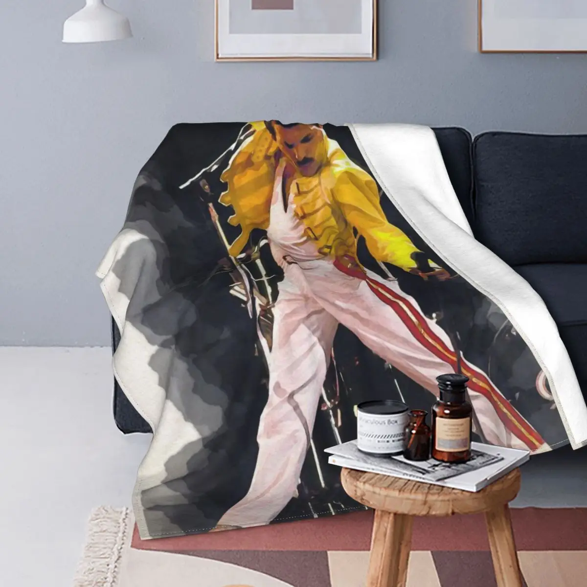 

Freddie Mercury Blanket Soft Fleece Spring Autumn Warm Flannel Singer Throw Blankets for Sofa Home Bedding Quilt