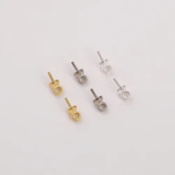 14K Gold Plated Mini Screw Eye Pins for Pearl Beads Screw Threaded Hooks Eyelets Clasps for DIY Bracelet Jewelry Making