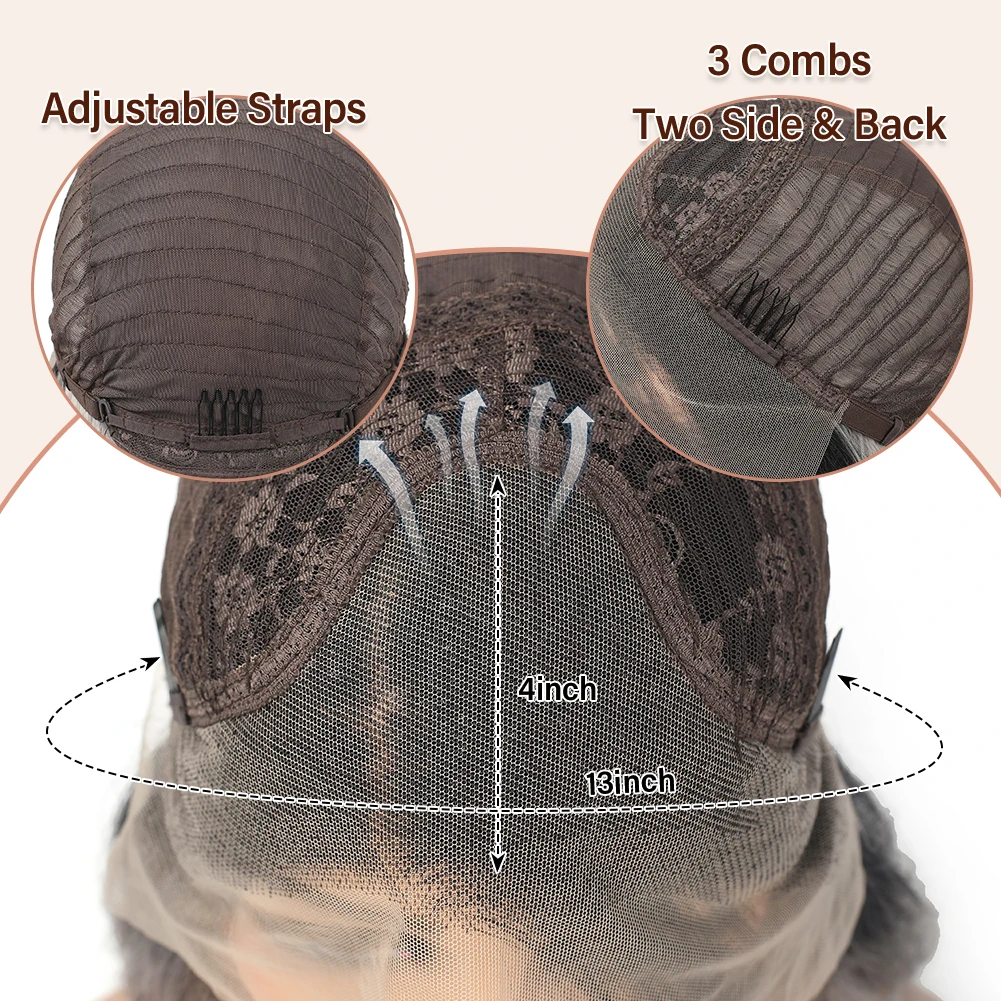 Peluca de encaje sintético de mezcla negra y gris ondulada de cuerpo largo de 26 pulgadas para mujeres pelucas resistentes al calor de línea de cabello Natural de encaje transparente 13 × 4