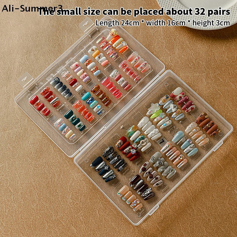 (YY) 1Pc 2025 Novo Transparente Dicas de Unhas Expositor Suporte de Plástico Unhas Mostrando Placa de Exibição de Unhas Falsas Recipiente Ferramentas de Arte de Unhas