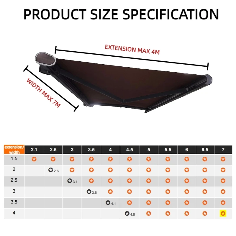 2026 Custom Size Motorized Full Cassette Awning UV Protection Outdoor Retractable Roof Awning for Residential and Commercial Use