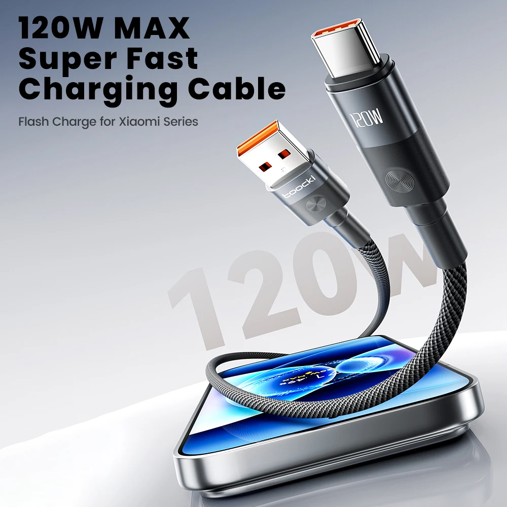Kabel USB do Type C Toocki 6A, ładowarka 120W Turbo Super Charge, kabel USB C do szybkiego ładowania dla Xiaomi Mi 13 17 Pro Redmi Note POCO — zdjęcie produktu 3