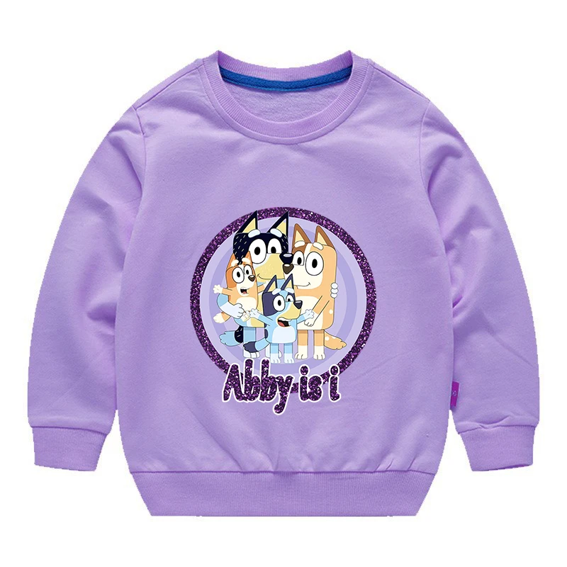 Blueys Children Round Neck Hoodie Autumn Winter Cold Proof Warm Clothing Cute Cartoon Anime Pattern Top Children's Birthday Gift