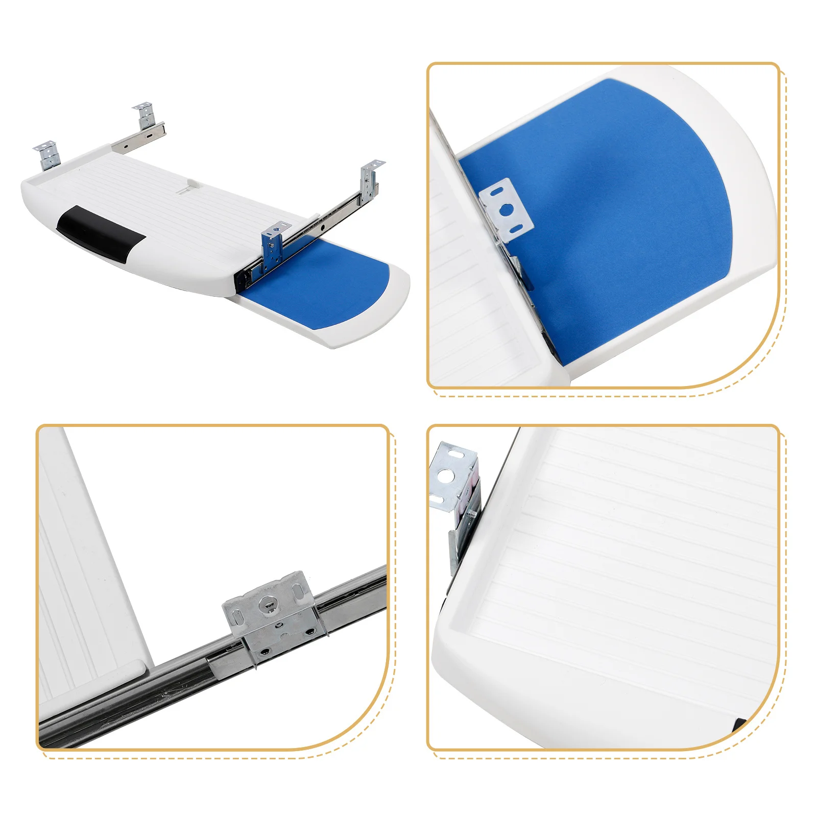 

Sturdy Under Slide-Out Storage For Office Space-Saving Ergonomic Keyboard Holder Smooth Sliders Plastic Comfortable