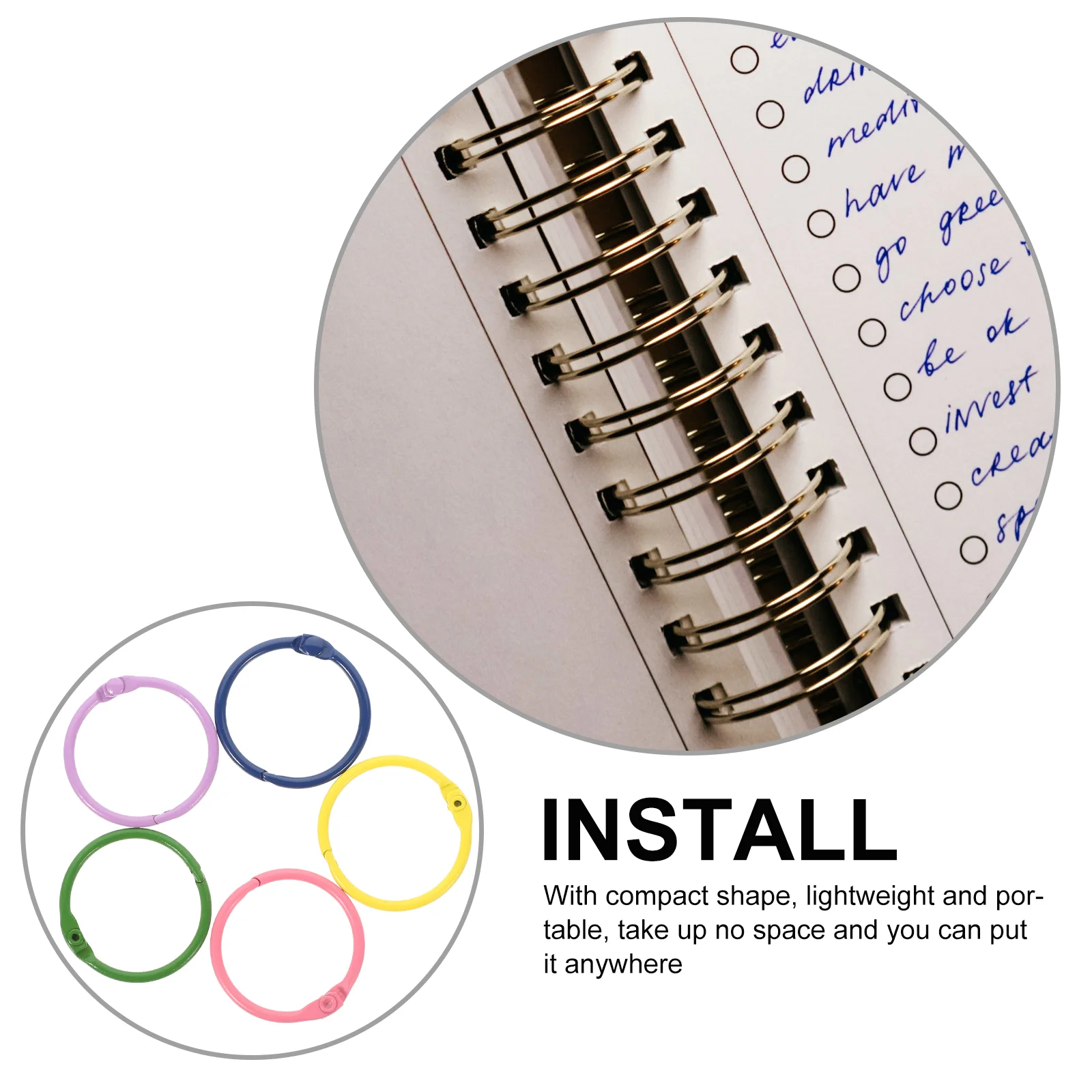 50pcs Book Rings Snap Metal Loose Leaf Ring DIY Notepad Ring for Indexing Cards binder rings binding rings