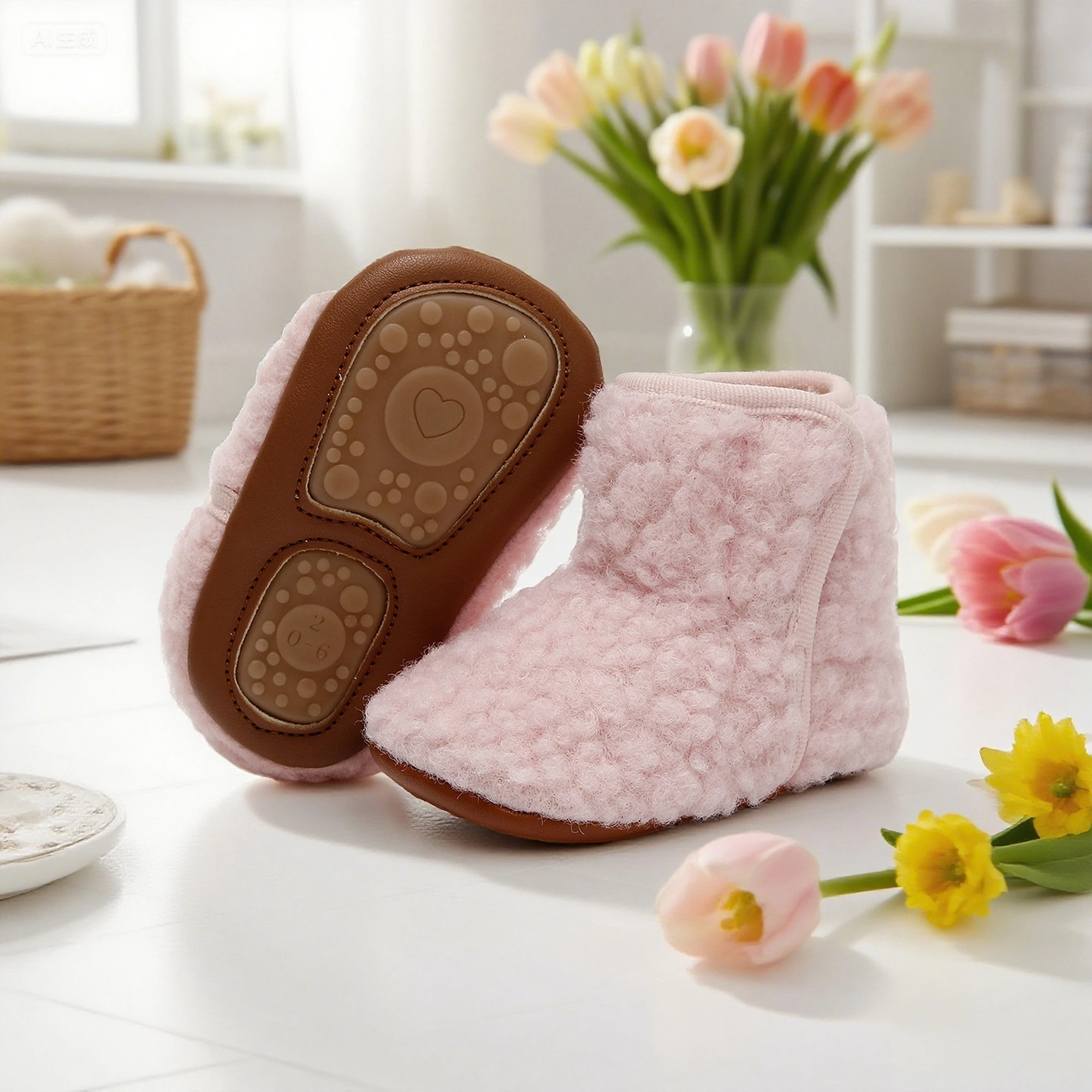 

Soft and Stylish Baby Booties with Fleece Lining and Anti-Slip Soles for Cozy Winter Walks - Perfect for Newborns and Infants