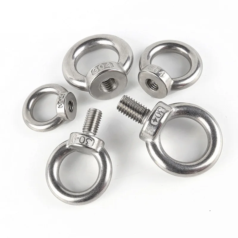 Lifting Eye Nuts/Screw 304 Stainless Steel Ring Eyebolt Ring Hooking Nut Screws M3 M4 M5 M6 M8 M10 M12 1-2PCS