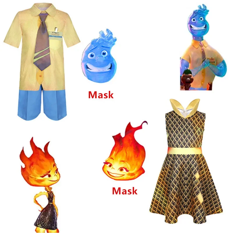 Kids Anim Element City cartoon Cosplay princess dress girls boys city game Water and Fire Halloween costume Erin birthday gift