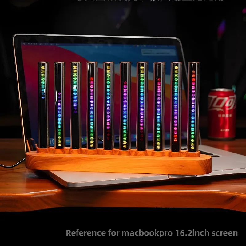 

Светодиодная лампа RGB в стиле Nixie Tube с музыкальным ритмом, активируемая звуком, для игрового рабочего стола, динамическая смена цвета, атмосферная подсветка