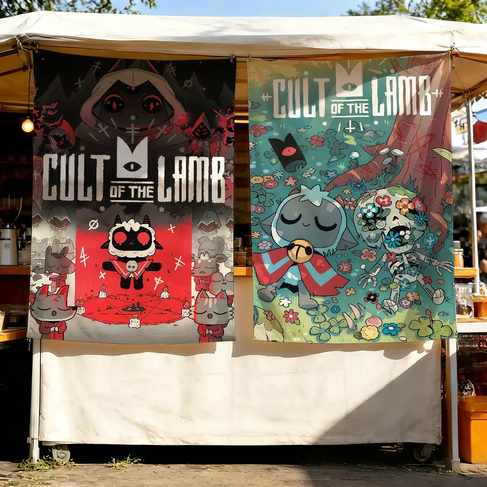 Game C-Cult of the L-Lamb flag Tapestry Room Decoration Wall Hanging Aesthetic Bedrooms Advertising Banner