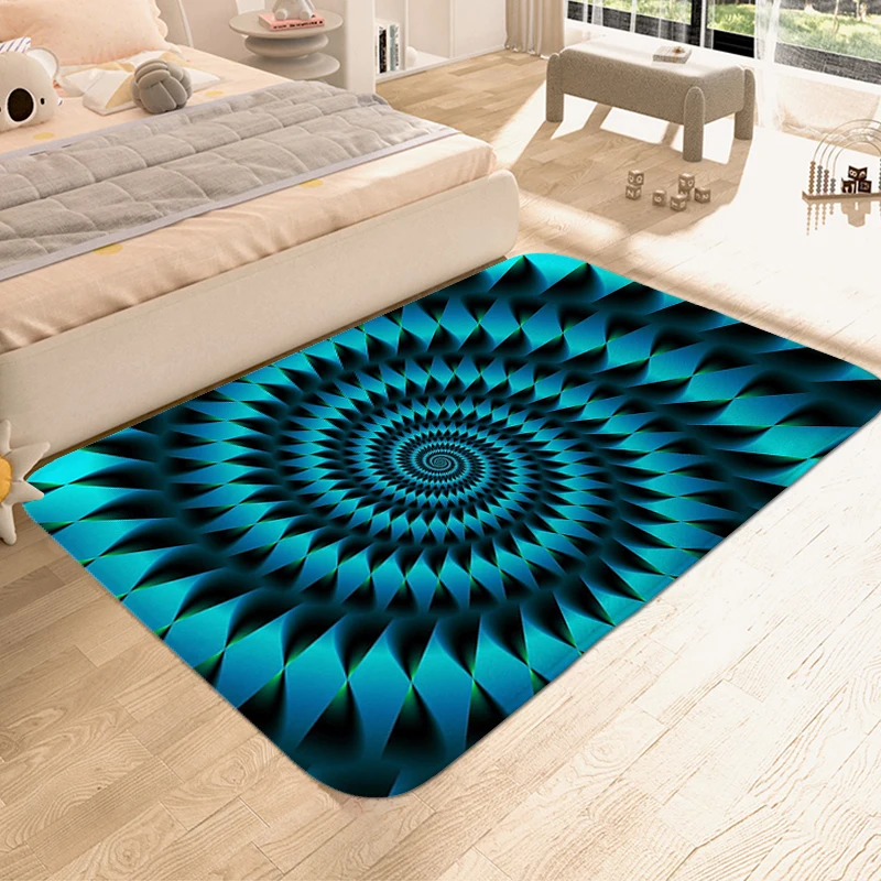 Rug for Bedroom 3D Vortex Illusion Geometric Optical Sleeping Room Veranda Floor Mat Doormat Entrance Door Living Room Carpet