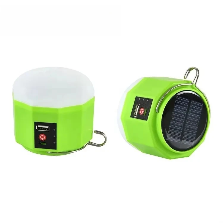Portable LED Rechargeable Light Lantern with Solar Panel DC Mobile Phone Charger ABS Emergency Lamp Hanging Design
