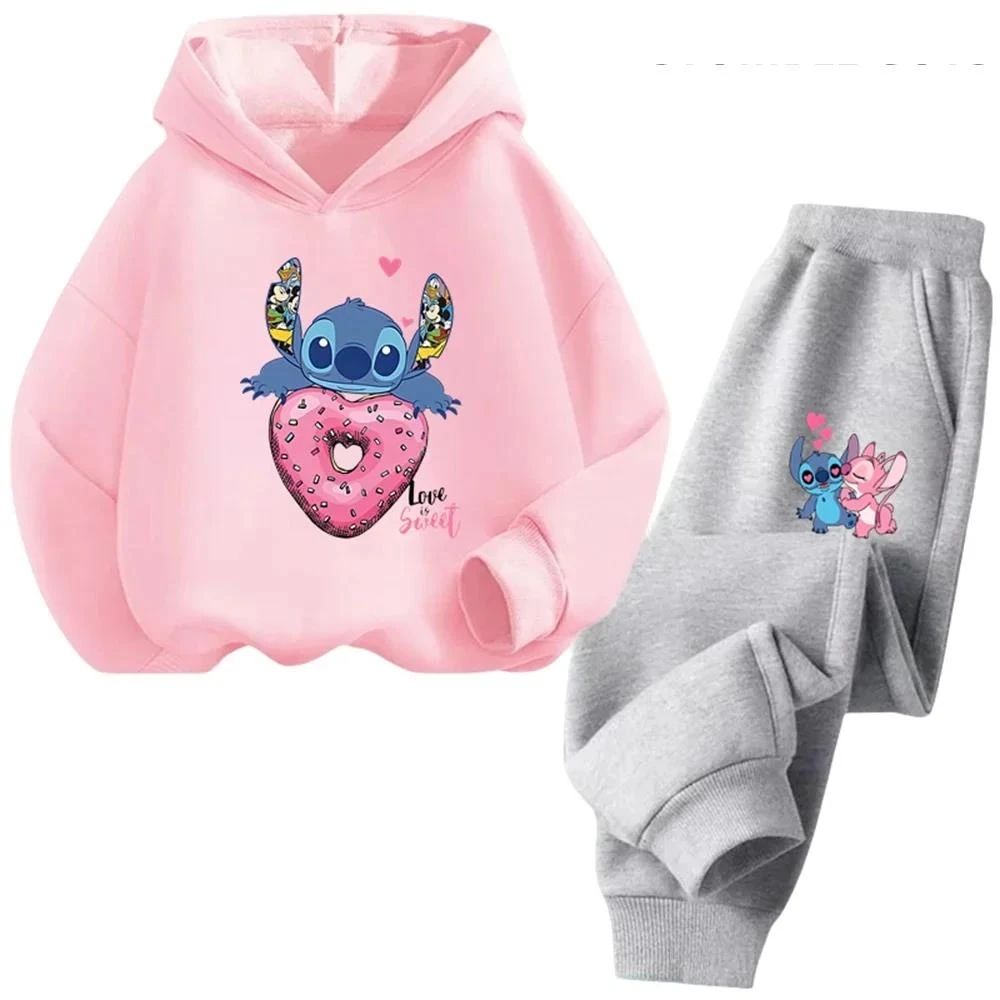 

Children Hoodies Stitch Trucksuit Kawaii Fashion Pullover Sweatshirt Anime Manga Cartoons Girls Boy Kids autumn Casual Clothes