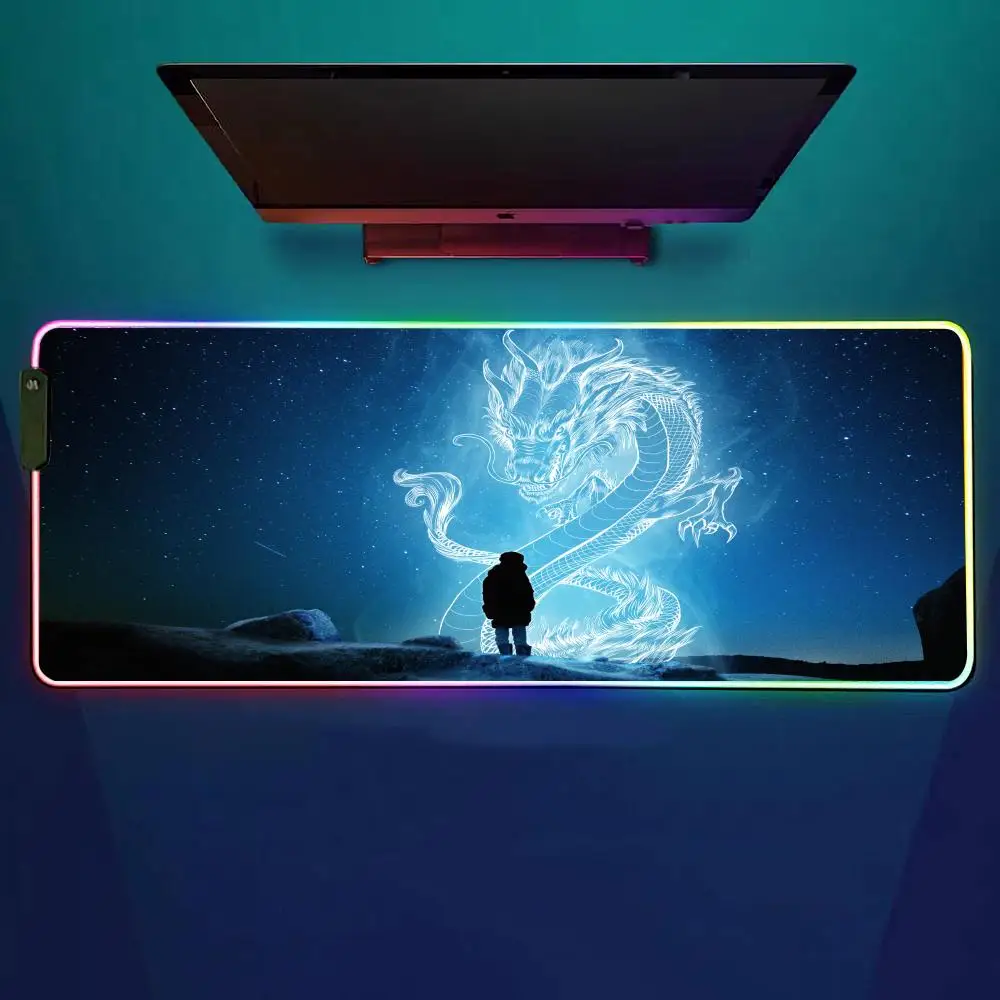 

Cool Chinese Dragon Mouse Pad RGB Gaming Mouse Pad Desk Mat HD Gamer Large LED Light XXL MousePads